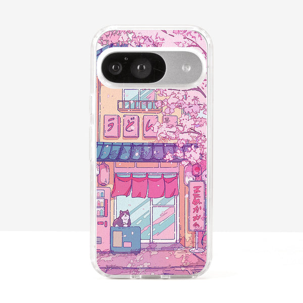 Cute Cat and Pink Cherry Blossom Phone Case