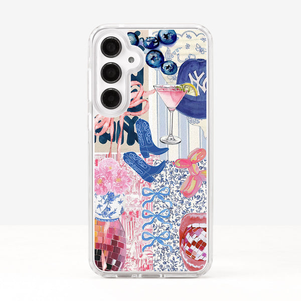 Coquette Collage Preppy and Cute Blue Pink Aesthetic Phone Case