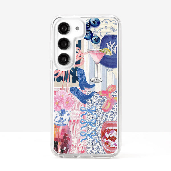 Coquette Collage Preppy and Cute Blue Pink Aesthetic Phone Case